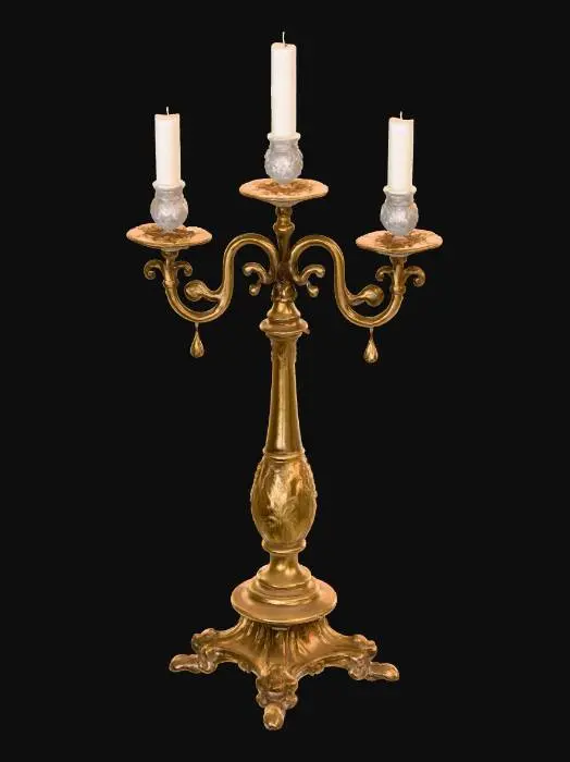 3D model for old triple candle support , luxe style, mansion style