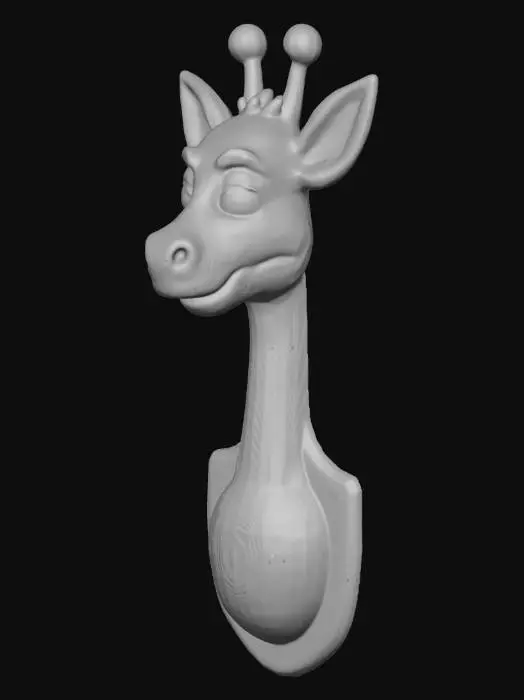 3D model for eine Cartoonartige Jagdtrophäe mit einem lustigen Giraffe klaren, scharfen und guten details die an der wand montiert ist