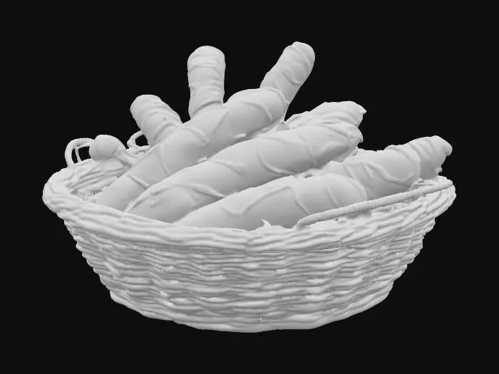 3D model for バスケットに複数盛られたバゲットのオブジェクト