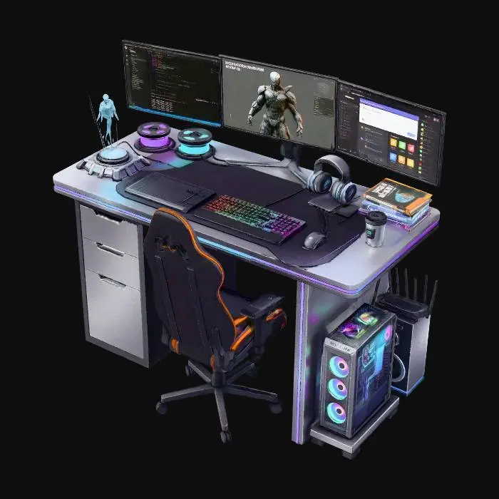3D model for Futuristic Workdesk