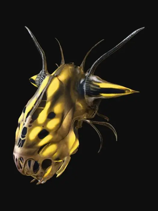 3D model for alien creature with yellow bioluminescence and creepy tendrils