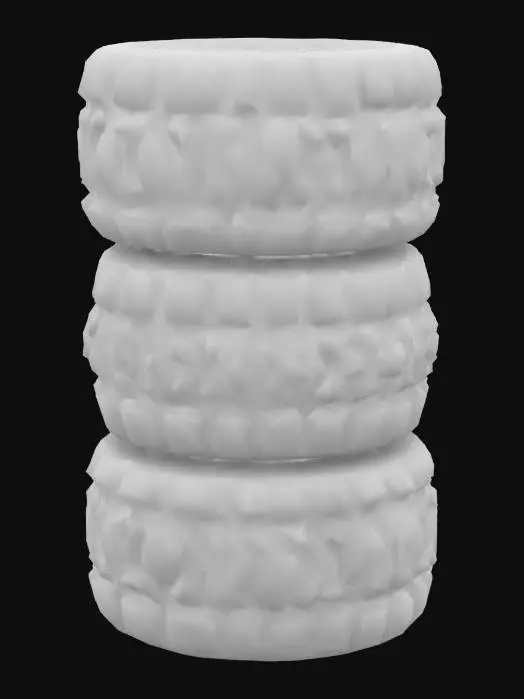 3D model for Extremely Low Polygon, Cartoon, 3 Tires stacked on top