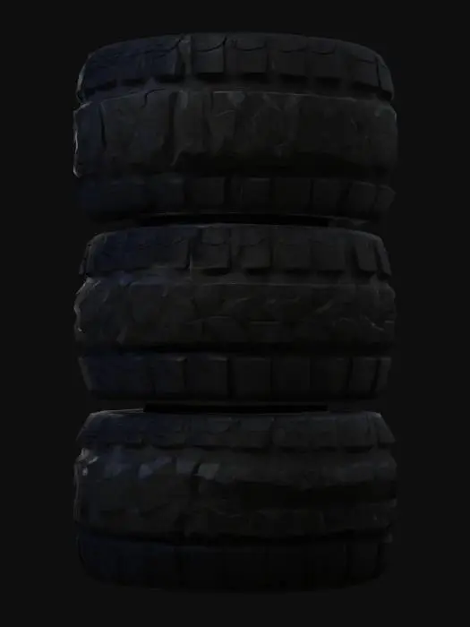 3D model for Extremely Low Polygon, Cartoon, 3 Tires stacked on top