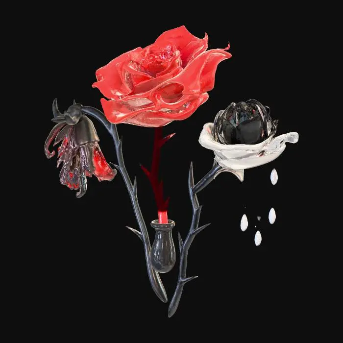 3D model for Vampire Rose - three roses