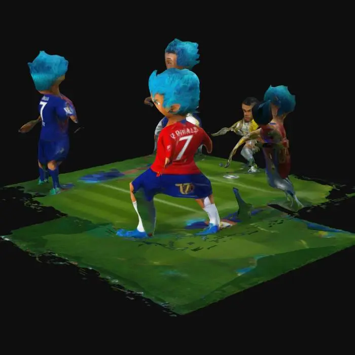 3D model for Crie um jogo de futebol, neymar VS cr7 , o super do neymar ele vira sayajin de cabelos azul e o super de cr7 ele vira sayajin de cabelos verdes, incluindo boses por jogo cada jogo 3 gols ganha 5 minutos de jogo incluindo chefoes, Messi, Pelé, Maradona, goku e vegeta ultra ego como bos final