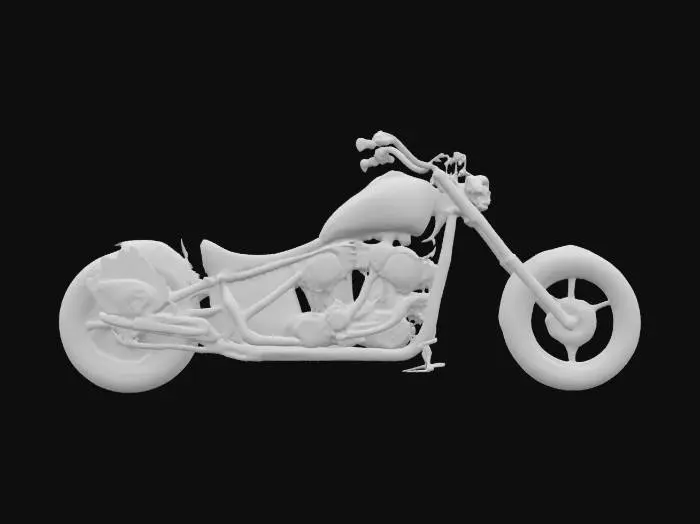3D model for Molten metal liquid flame Hell Chopper Cycle..shiny metal, bright  flames. long stretched chopper of hollywood movie magic. motorcycle flaming Tires on Solid Rims.skull shape front farring and a high sissybar at the rear of the seat
