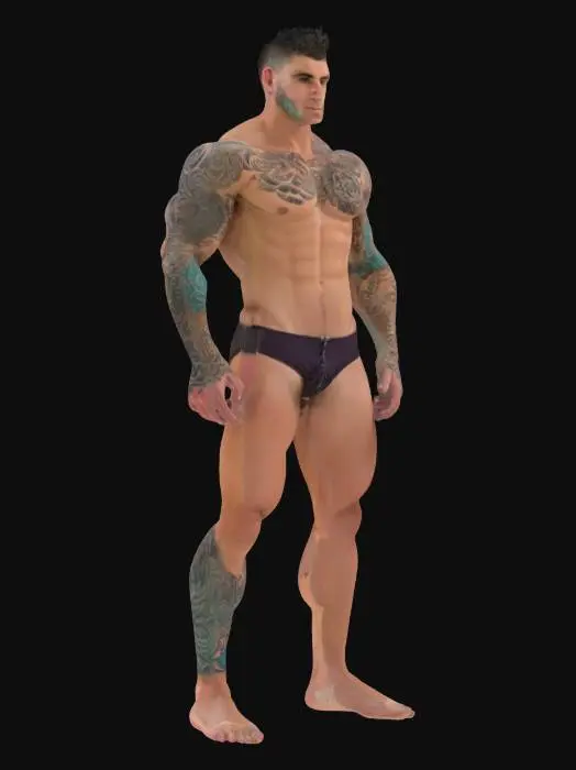 3D model for Tattoed atractive Male in speedo