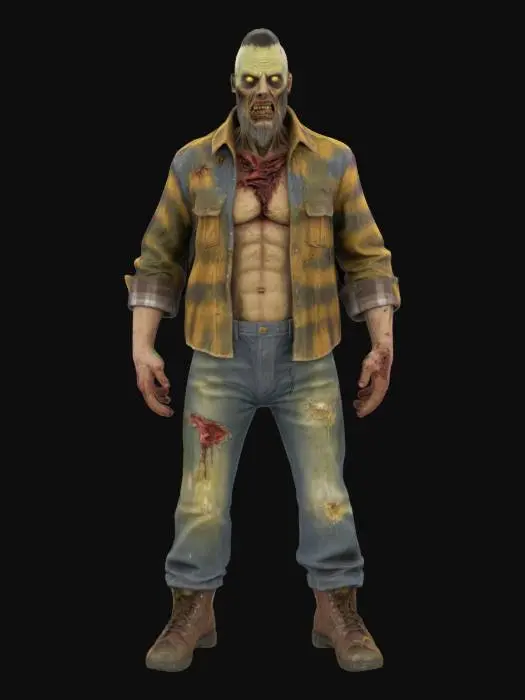3D model for Trailer park Zombie male redneck game asset high quality texture