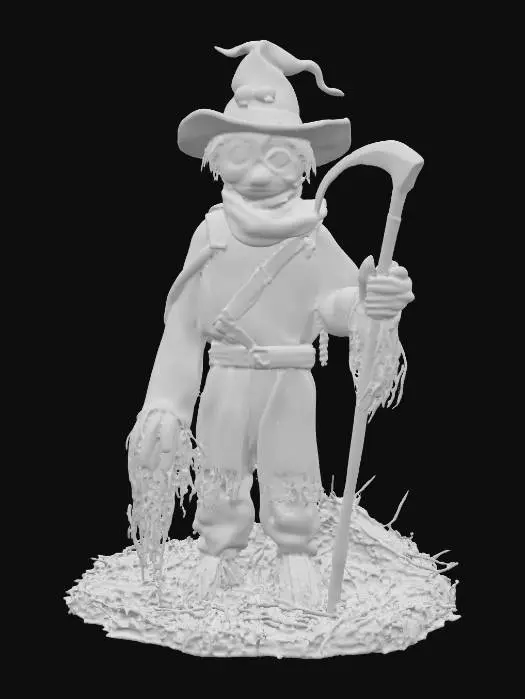 3D model for evil villain Scarecrow t posed game character asset..crisp clean lit texture and mesh