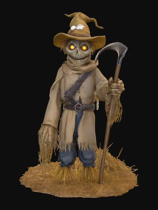 3D model for evil villain Scarecrow t posed game character asset..crisp clean lit texture and mesh