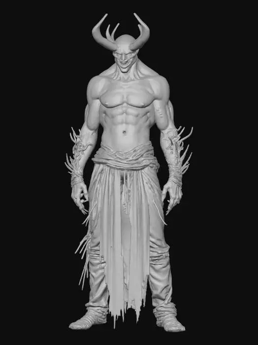 3D model for create a realistic high level of detail in mesh and texture of a t posed evil dead movie franchise Male Deadite demonic Character . Clean detail sculpt, no artifacts or holes . High detail texture. Bloody clothing, Bald head, long black fingernails .. great atention to face and hands details dark sunken eye sockets shallow cheeks. Realistic human proportion biped dimensions. wrinkled shabby stained pants and shirt . worn Casual mens shoes . No Nudity.