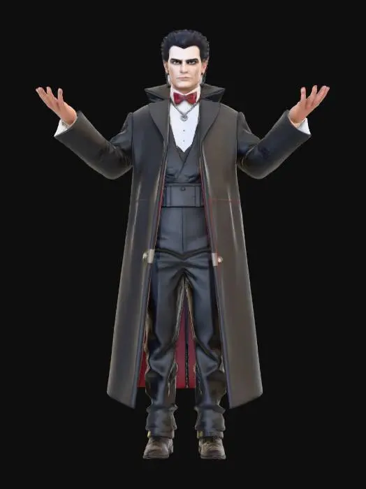 3D model for Create for Me a Character that is a cobination of Elvis and Count dracula .