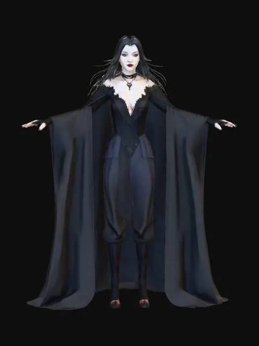 3D model for Ultra reralistic t posed mesh and texture of" claudia female vampire of the Requiem Chevalier Vampire graphic novel series" sharp clear textures, full head to toe mesh. no extra mesh artifacts. full character outfit and accesories #game figure#