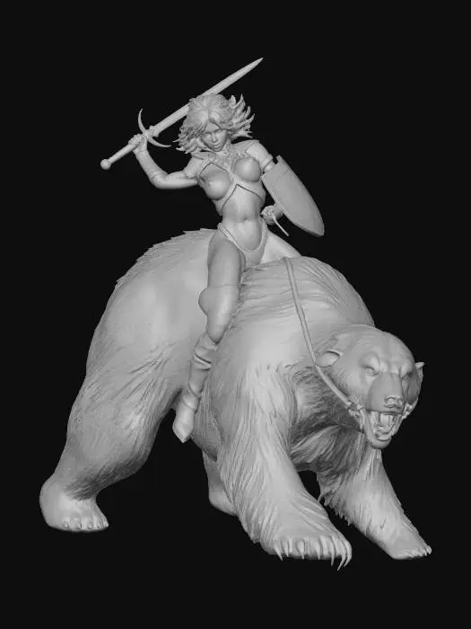 3D model for Valkyrie Warrior Riding Bear