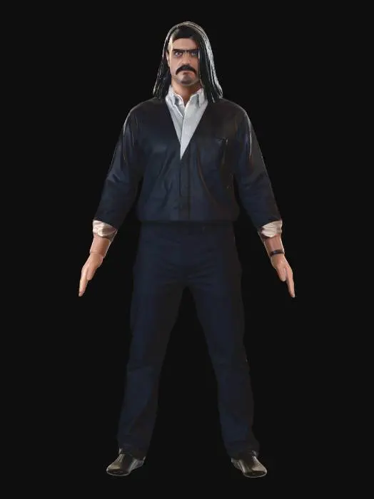 3D model for Long-haired Man in a White Shirt