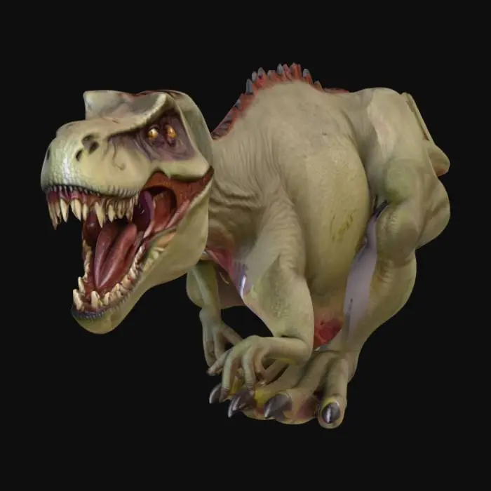 3D model for dream up a realistic Zombie Tyrannosaurus Rex carnivorous dinosaur 3d game character asset . sharp clean testures and Mesh. 