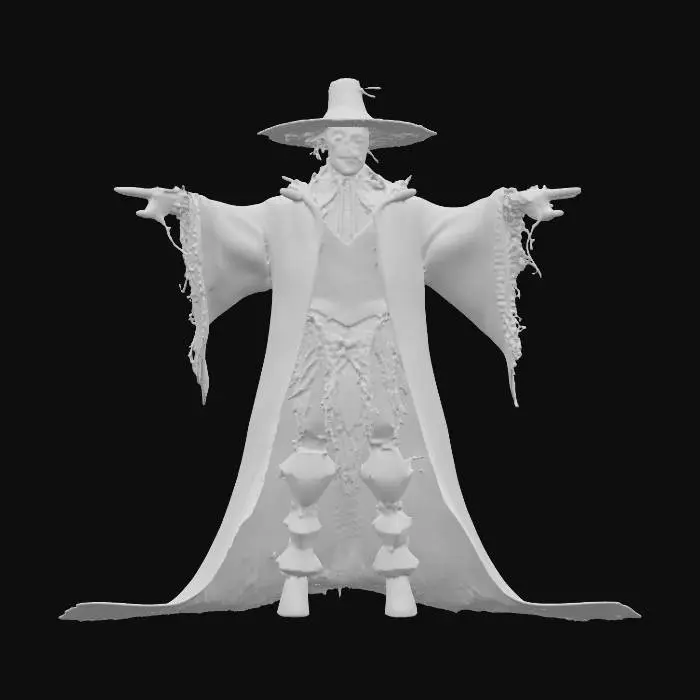 3D model for evil villain Scarecrow t posed game character asset..crisp clean lit texture and mesh