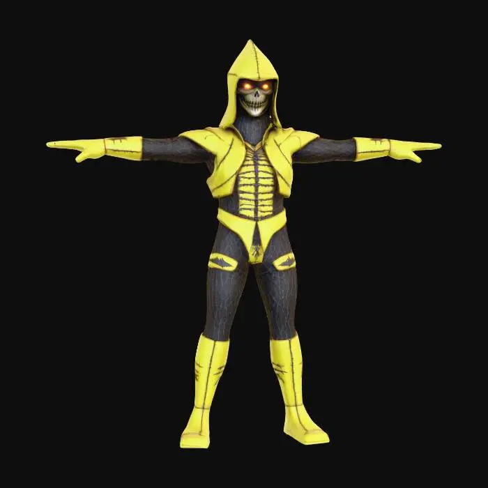 3D model for evil villain Scarecrow t posed game character asset..crisp clean lit texture and mesh