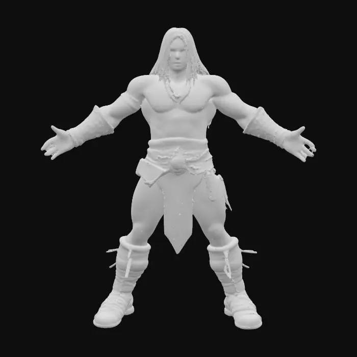 3D model for Conan the Destroyer Barbarian Game Character Asset T posed. Hands are empt ywith fingers spread apart .Destroyer armor and gauntlets . destroyer axe straped to his Back. High quality Texture and mesh. No holes or loose artifacts in mesh.