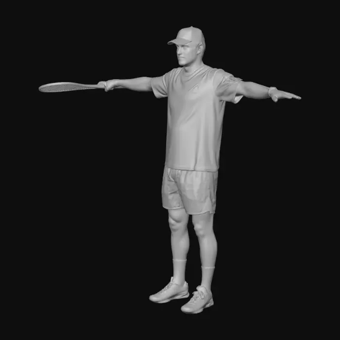 3D model for Tennis Player in Navy and White Outfit