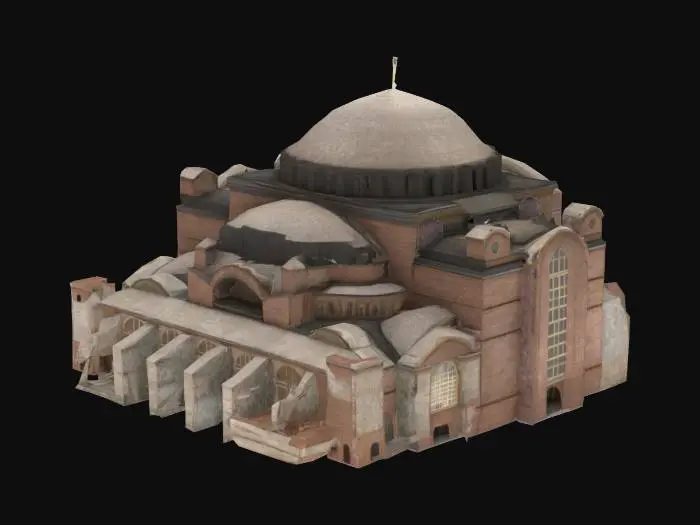 3D model for Hagia Sophia as Church,super detailed,cross at the top, and make sure its good on all 4 dimentions