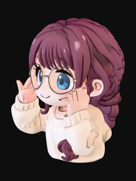 3D model for Waguri with glasses (cute)