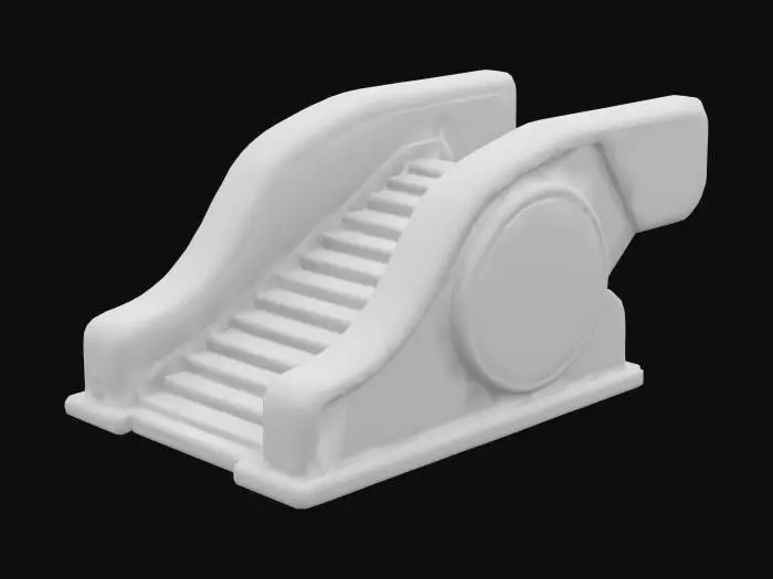 3D model for futuristic steps, some scratches and dents, Sci-Fi, Game Assets, Gold, Silver, Leather, Ultra Realistic, Highly Detailed