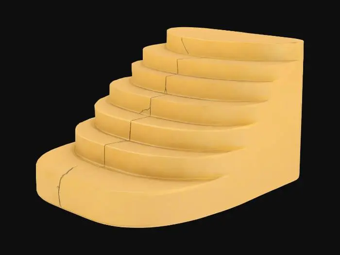 3D model for futuristic steps, some scratches and dents, Sci-Fi, Game Assets, Gold, Silver, Leather, Ultra Realistic, Highly Detailed