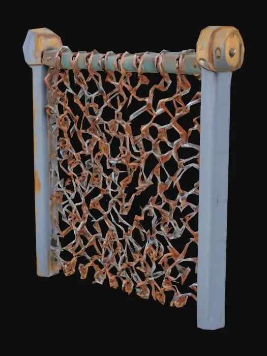 3D model for Metal chain linked fence with wear and tear that can connect to other fences