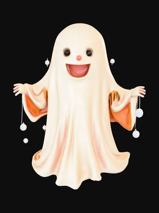 3D model for #Halloween2025#, cute, friendly, Innocent lively detailed fantasy halloween ghost