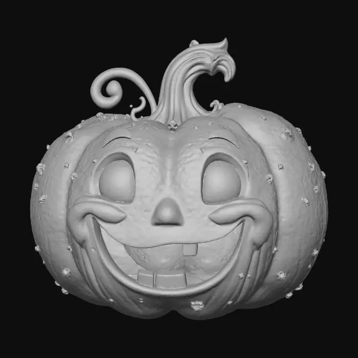 3D model for #Halloween2025#, cute, friendly, Innocent lively detailed fantasy halloween pumpkin