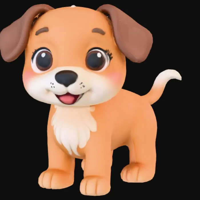 3D model for Create a cute, simplistic puppy standing on all fours