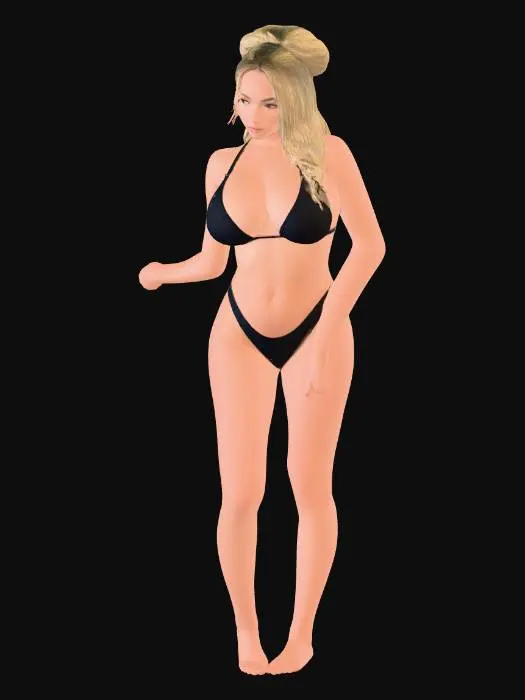 3D model for Black Bikini Portrait in a Wood-Walled Bedroom