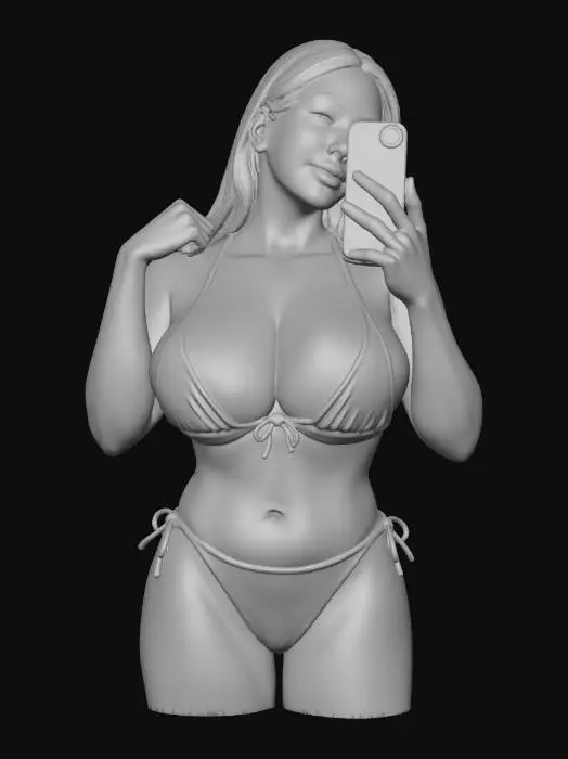 3D model for Hotel Room Selfie in a Black Bikini