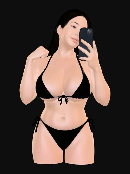 3D model for Hotel Room Selfie in a Black Bikini
