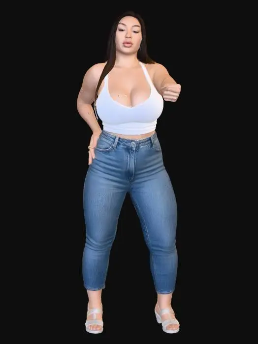 3D model for Bedroom Selfie in White Tank Top