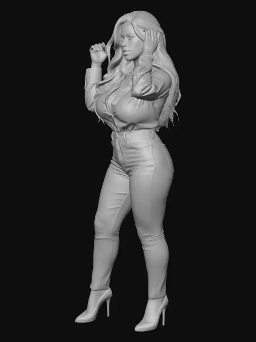 3D model for Confident in White and Denim
