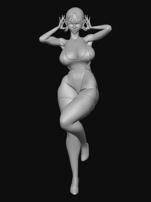 3D model for Playful Pin-Up in a Navy Swimsuit