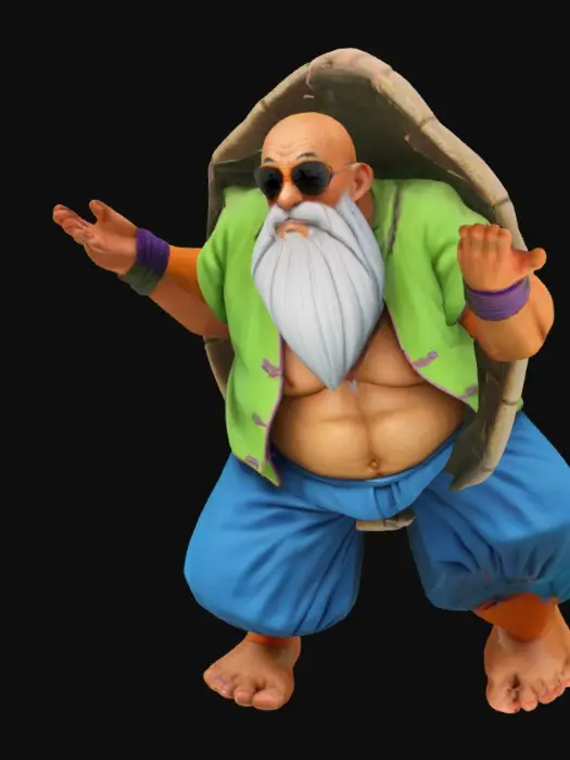 3D model for #realistic# Master Roshi from "Dragon Ball Z". Ultra Realistic, Highly Detailed, Full Body, T-pose