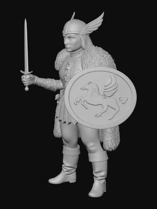 3D model for Female Norse Warrior with Fur Cloak