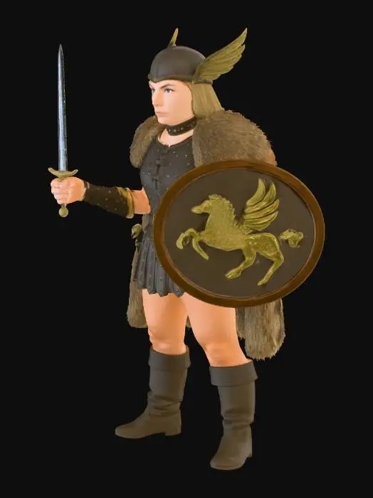 3D model for Female Norse Warrior with Fur Cloak