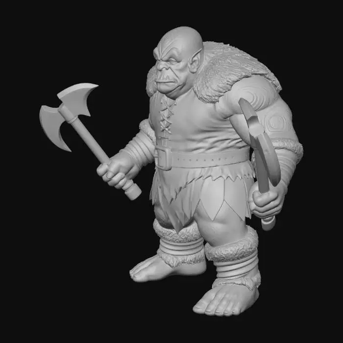 3D model for Orc Warrior with two axes