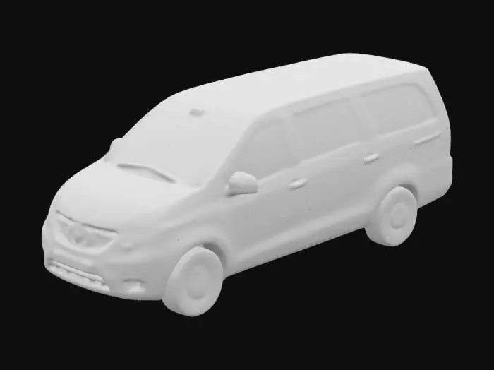 3D model for mercedes vito, pink car, one of the wheels is on its side