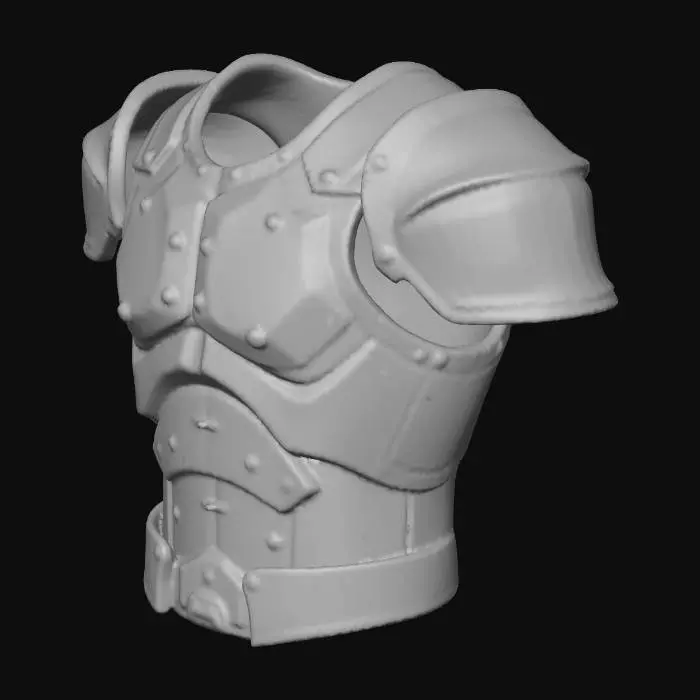 3D model for Low-poly 3D model of a men's chestplate armor only, no character, clean mesh, minimalist geometric details, solid colors, game-ready, stylized