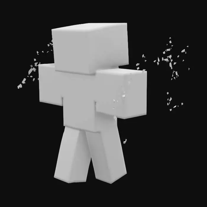 3D model for a minecraft steve flying trough the end whit his elytras
