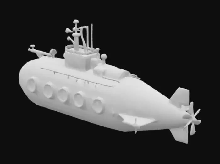 3D model for a low poly jules verne style copper submarine