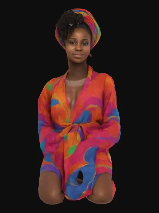 3D model for high resolution texture of nigerian girl , girl 30 years with curly hair
