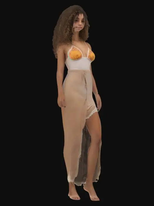 3D model for high resolution texture of girl of ipanema, girl 30 years with curly hair
