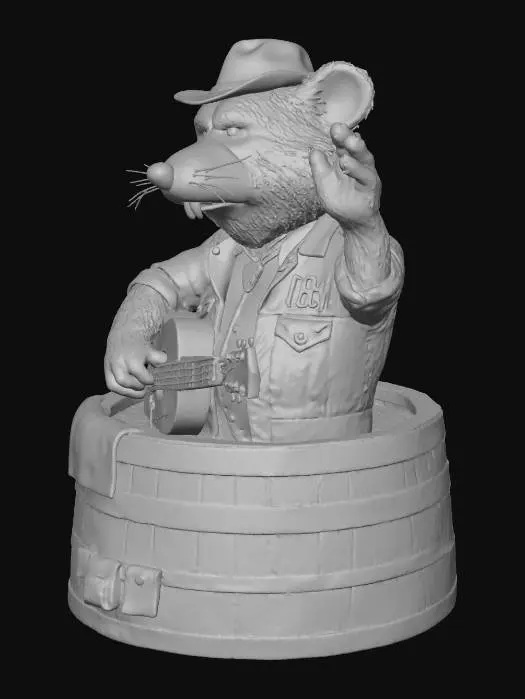 3D model for Guitar-Wielding Animatronic Rat Performer Inside A Barrel Named Rick Rat,