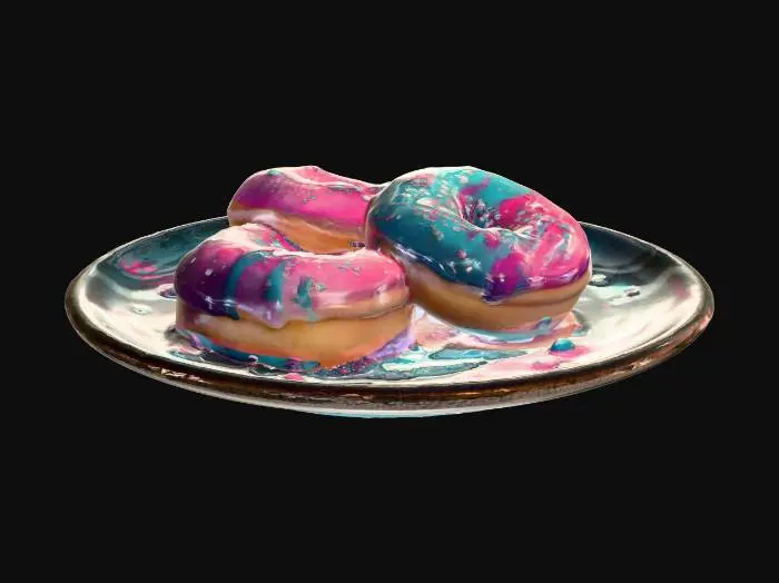 3D model for Aurora Donuts on a Turquoise Plate